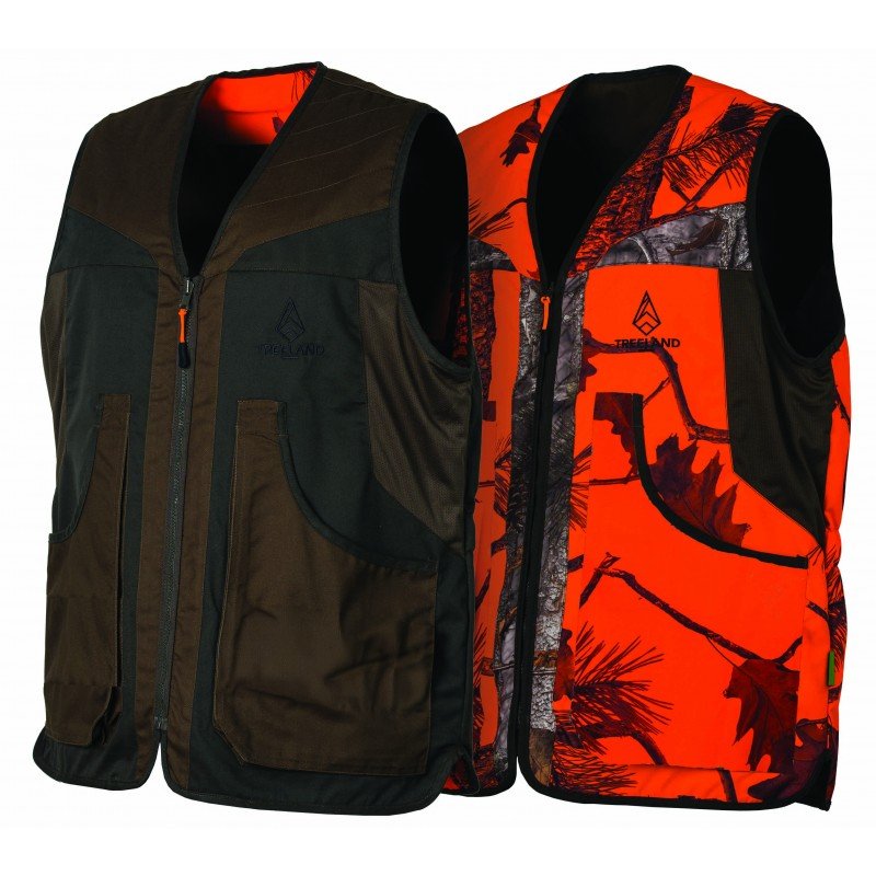 Chaleco reversible Treeland marrón/camo naranja infantil